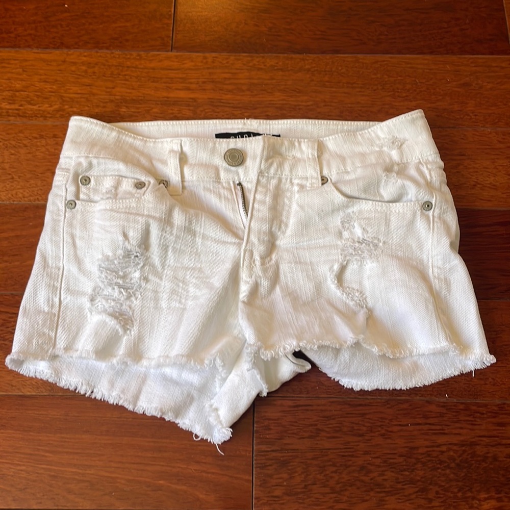 White jean shorts